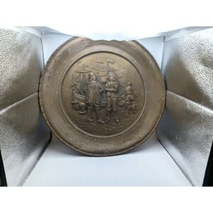 BRASS VINTAGE WALL PLAQUE 16" ROUND 2" TALL SAILORS & SHIPS ENGLAND READ